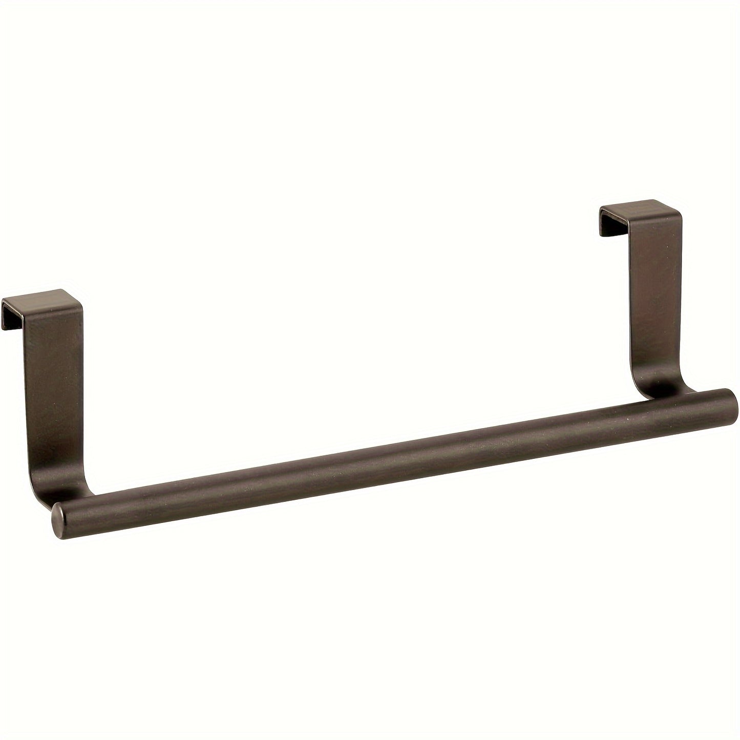 Steel towel bar for door or cabinet storage, holds hand and dish towels in kitchen or bathroom.