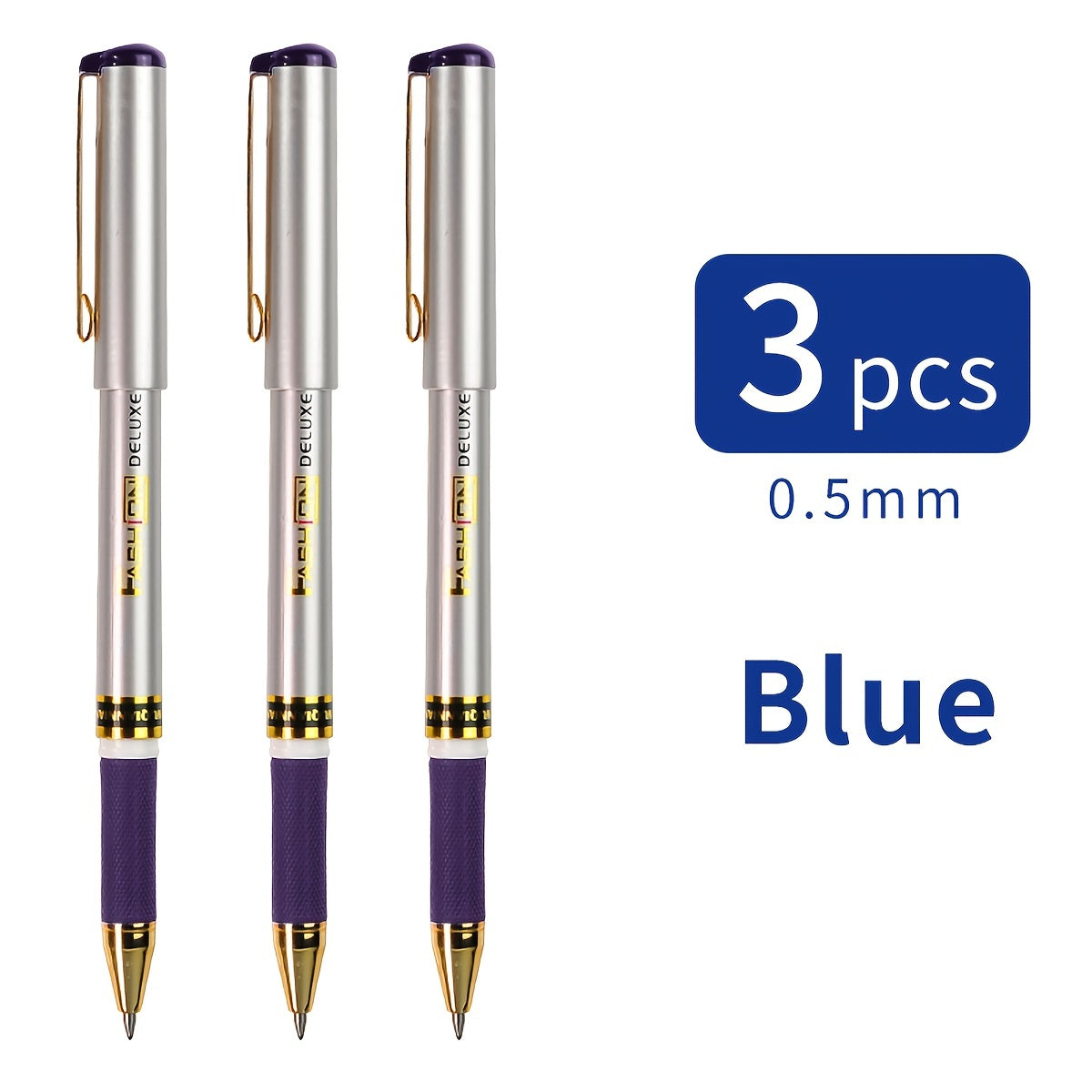 Limited Edition WUQIANNIAN Signature Pens, 0.5mm Fine Point, Quick-Drying Ink in Blue/Red/Black, Ambidextrous, Round Plastic Body, Broad Point, Click-Off Cap, Smooth Writing for Office