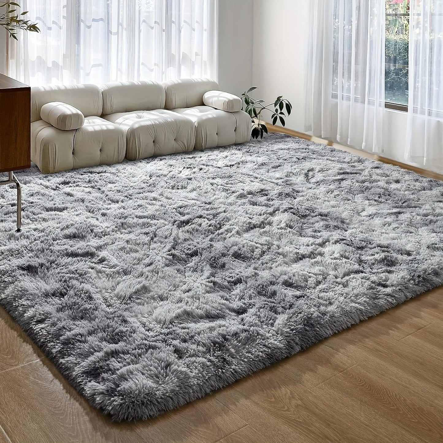 Super Soft and Cozy Shag Area Rug - Tie-Dyed Indoor Plush Carpet for Bedroom and Living Room, Machine Washable and Non-Shedding - 1 Piece