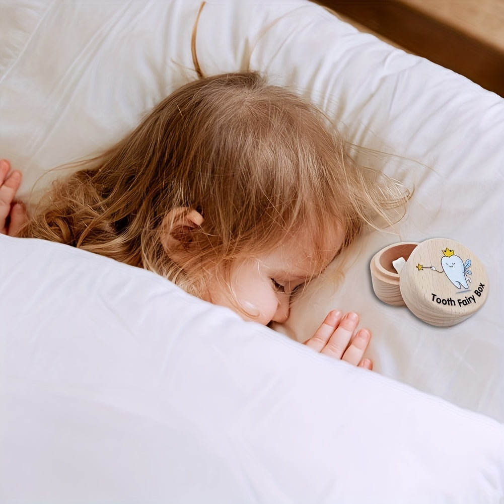 Round Wooden Tooth Fairy Box - Adorable Keepsake Storage for Lost Teeth, Ideal Birthday Present