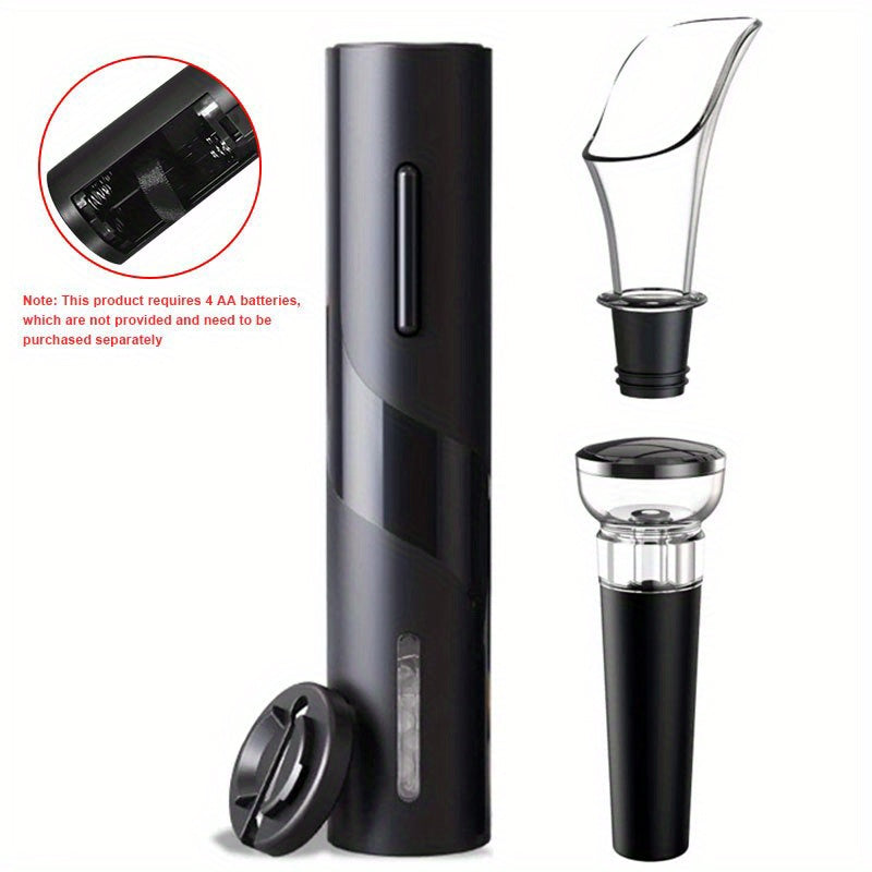 Enjoy the convenience of the BALASHOV Cordless Electric Wine Opener Set, complete with Vacuum Stopper & Foil Cutter. Perfect for effortlessly opening wine bottles, this battery-powered set is ideal for home bars, kitchens, and makes a great wedding gift.