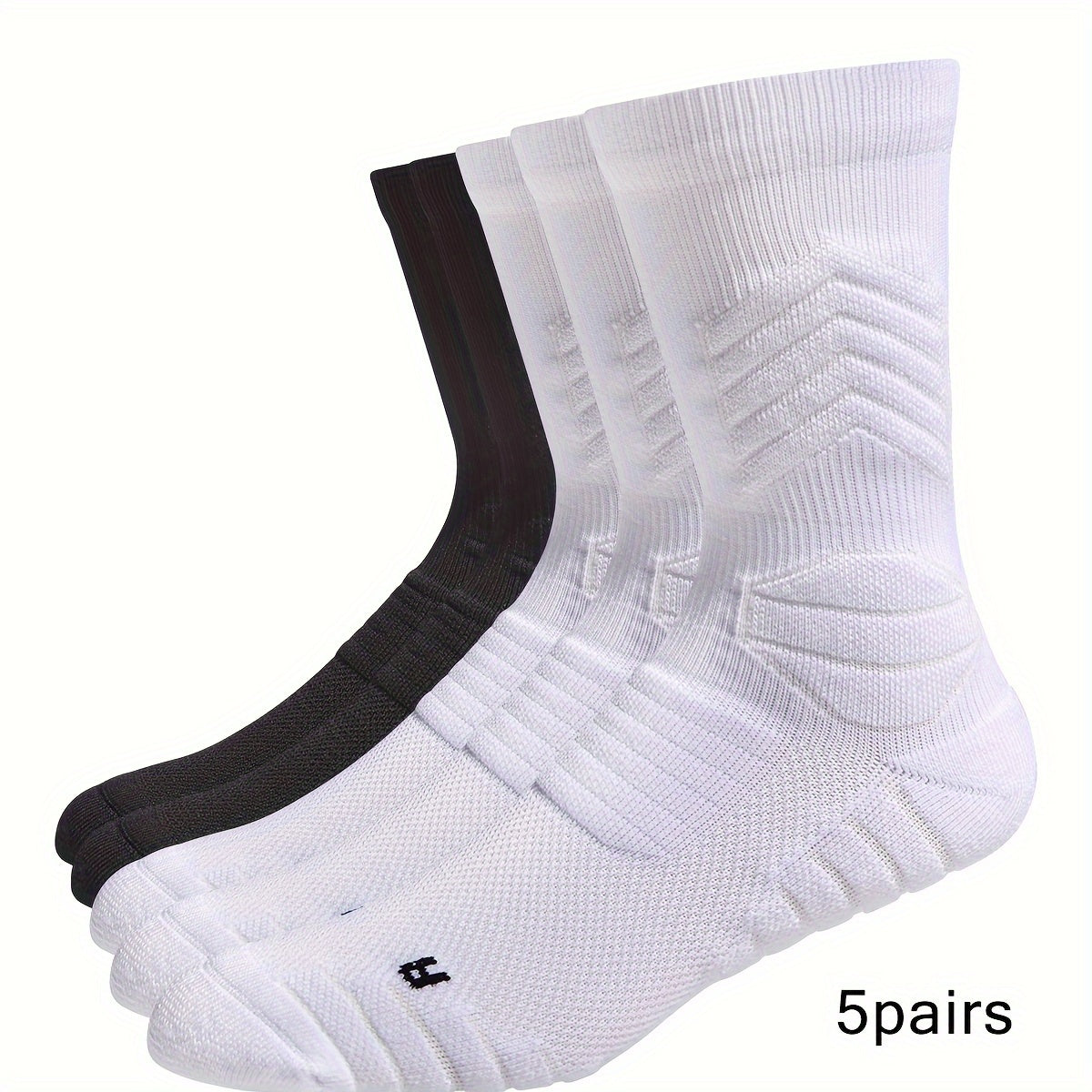 5 pairs of Wubenzhi men's basketball socks with cushioning performance