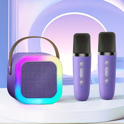 Mini Wireless Karaoke Machine with RGB Light Speaker Set, Ideal for Family Gatherings and Parties.