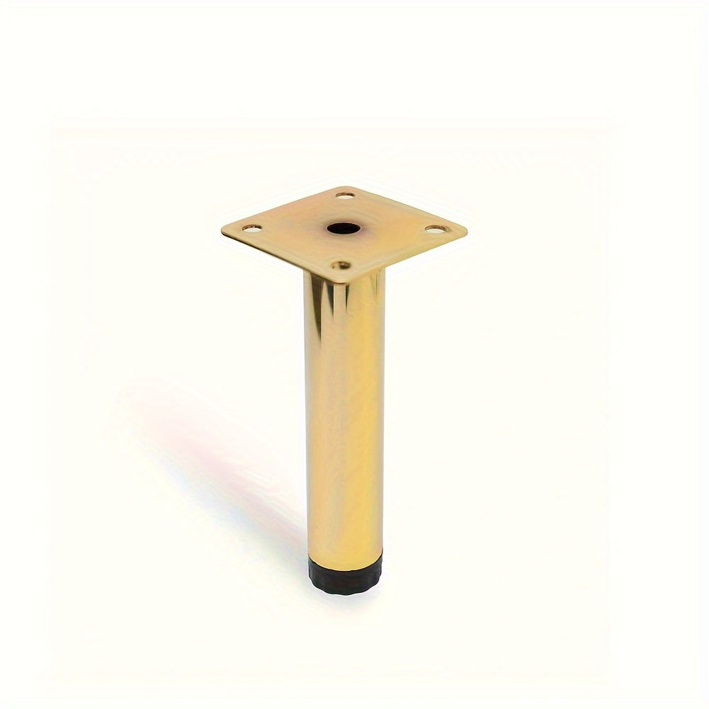 Golden adjustable steel furniture legs - 1 piece, ideal for sofas, TV stands, and coffee tables.