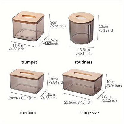 Stylish Bamboo-Lid Tissue Box - Luxe Bathroom & Dining Room Napkin Holder, Organize in Rectangular Shape