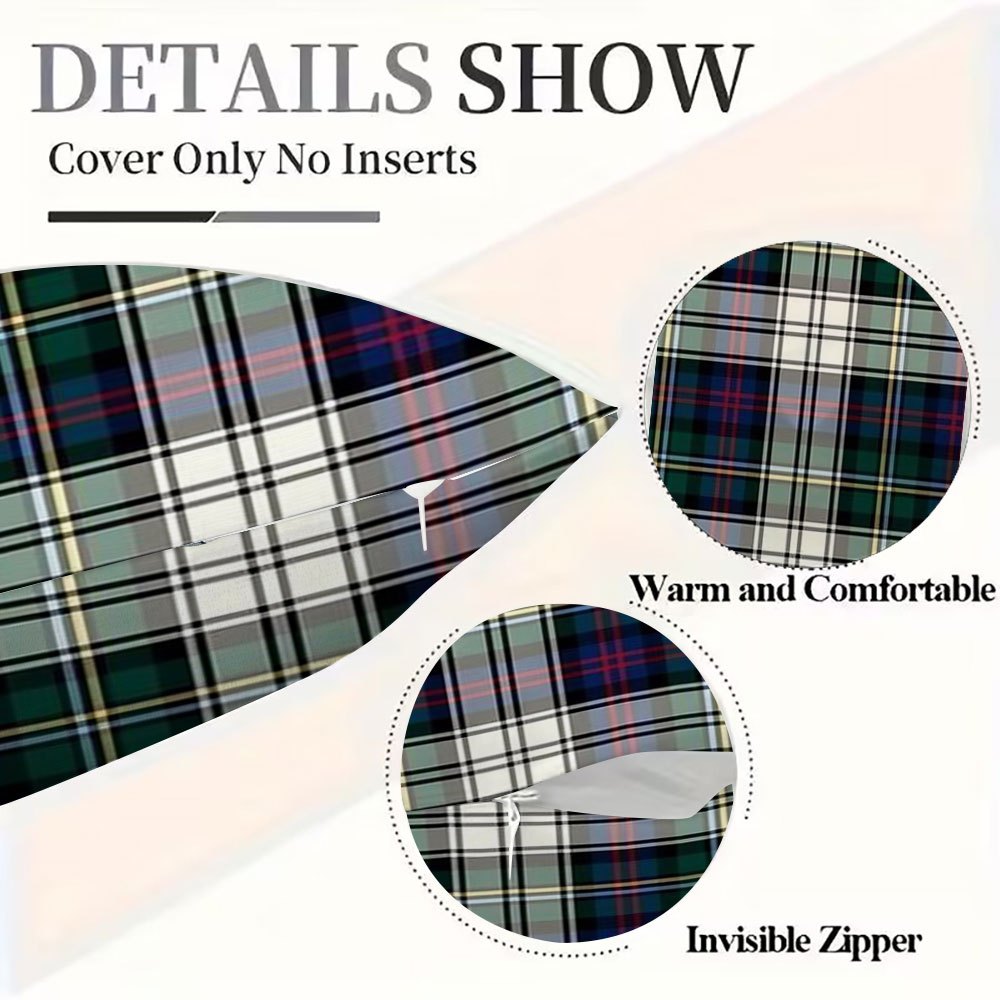 Two Clan Malcolm Tartan Pattern Pillow Covers, Size 30.48x50.8 cm, Featuring Double-Sided Short Plush Design for Enhancing Sofa and Bedroom Decor