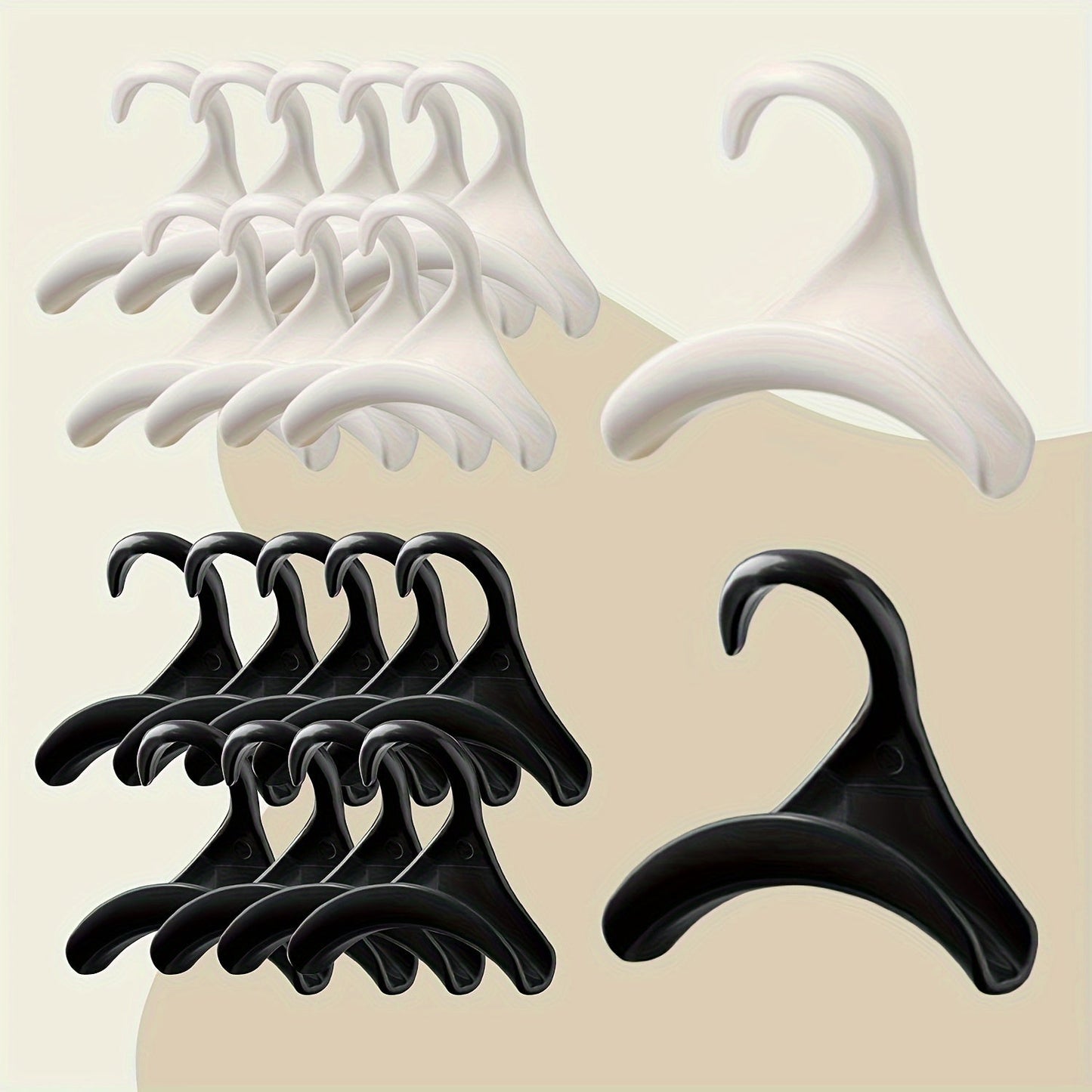 Save space in your wardrobe and home closet with this 12-Pack of Plastic Handbag Hangers. These multipurpose hangers are perfect for organizing purses, scarves, totes, and more in a casual style. Perfect for dorm rooms and small living spaces.