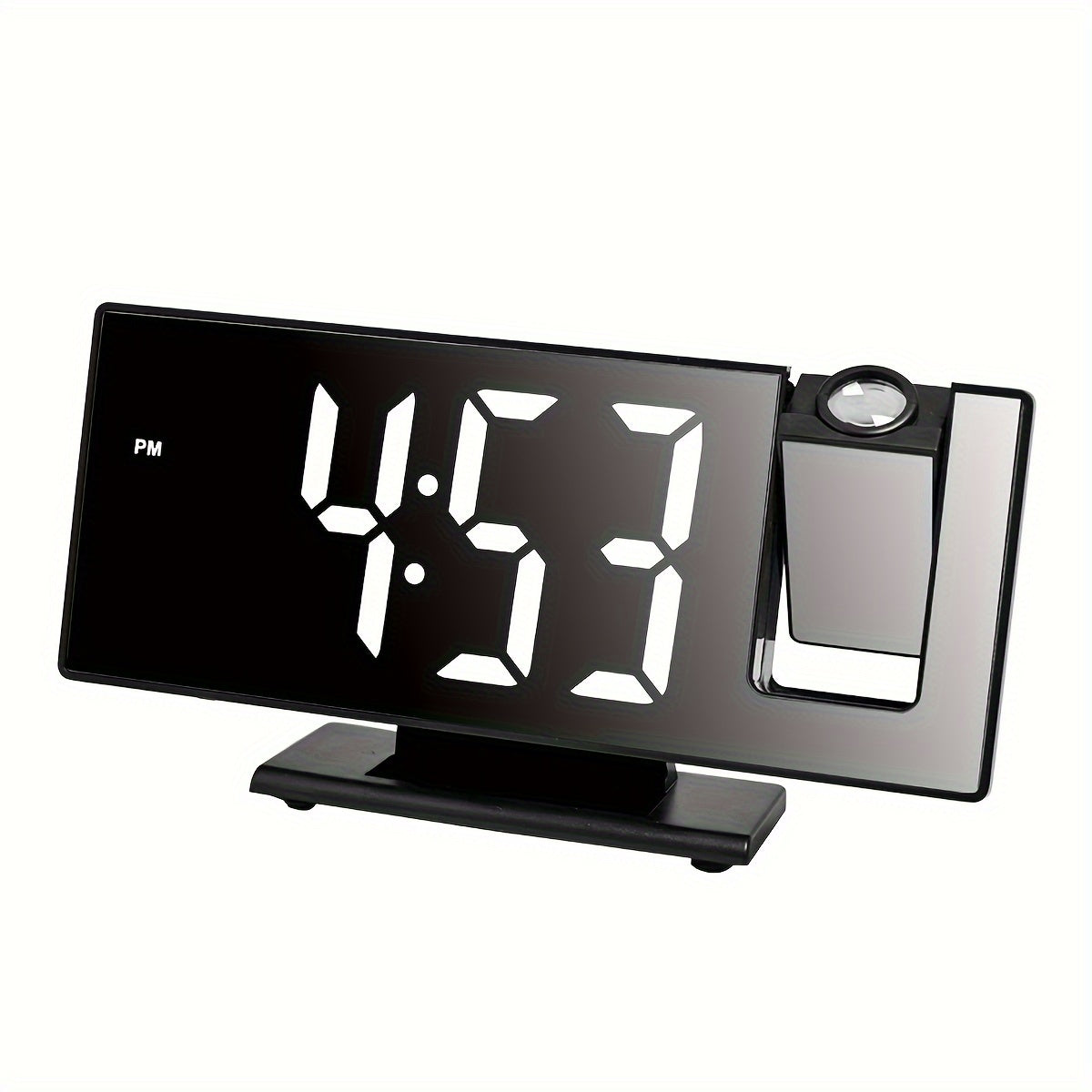 1pc Multi-Function LED Projection Alarm Clock with 180° Flat Display, Time-Date-Temperature Switching, USB Powered, Black Square Design, Modern Digital Clock with Adjustable Projection.