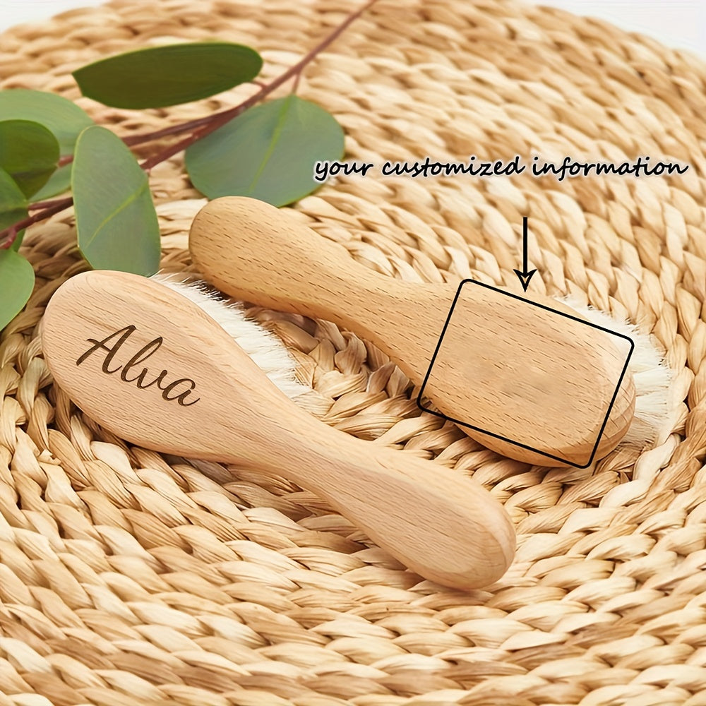 Personalized Wooden Hair Brush with Engraving, featuring Ramadan Sheep, Star, and Moon design. Customize with a name for a unique and thoughtful gift, perfect for Mother's Day or a birthday celebration. A special souvenir to cherish.