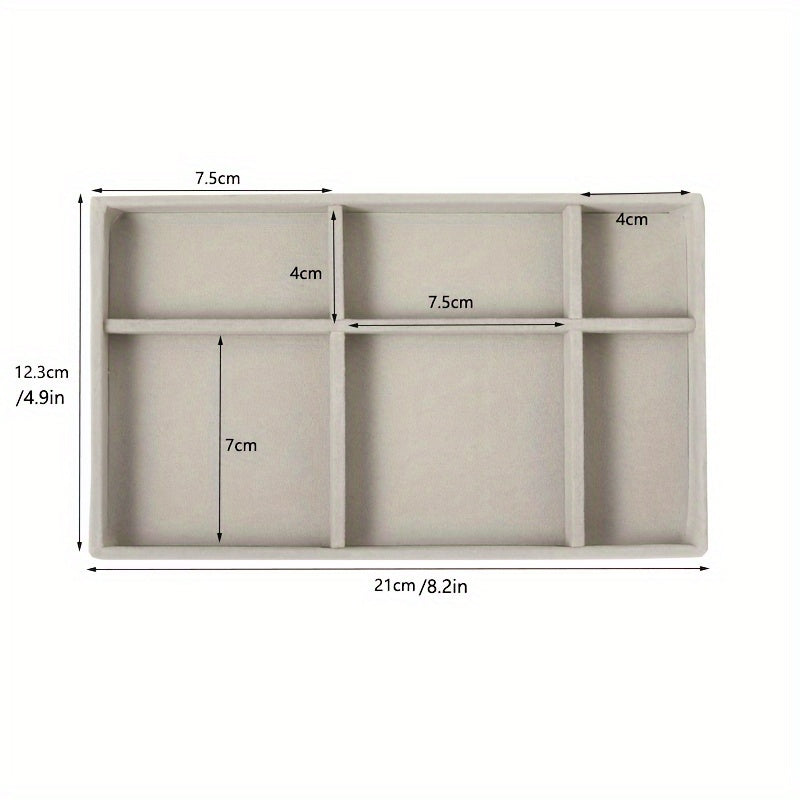 Wood-lined jewelry organizer tray with drawers, compartments for earrings, necklaces, and accessories, no need for electricity.