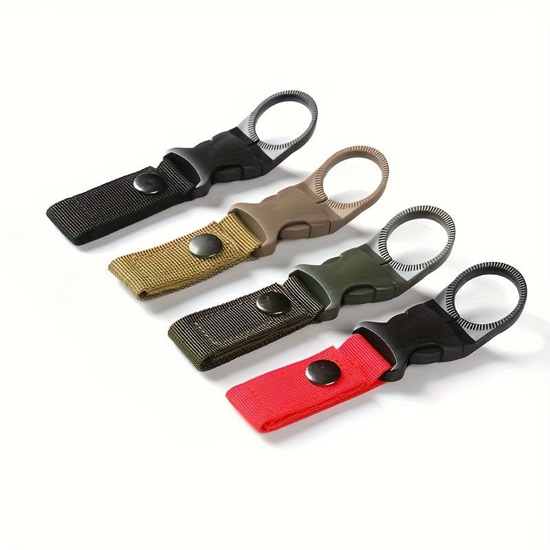 The durable Tactical Nylon Water Bottle Holder with Carabiner Clip is perfect for outdoor adventures such as camping and hiking. Stay hydrated on the go with this multi-functional beverage strap.