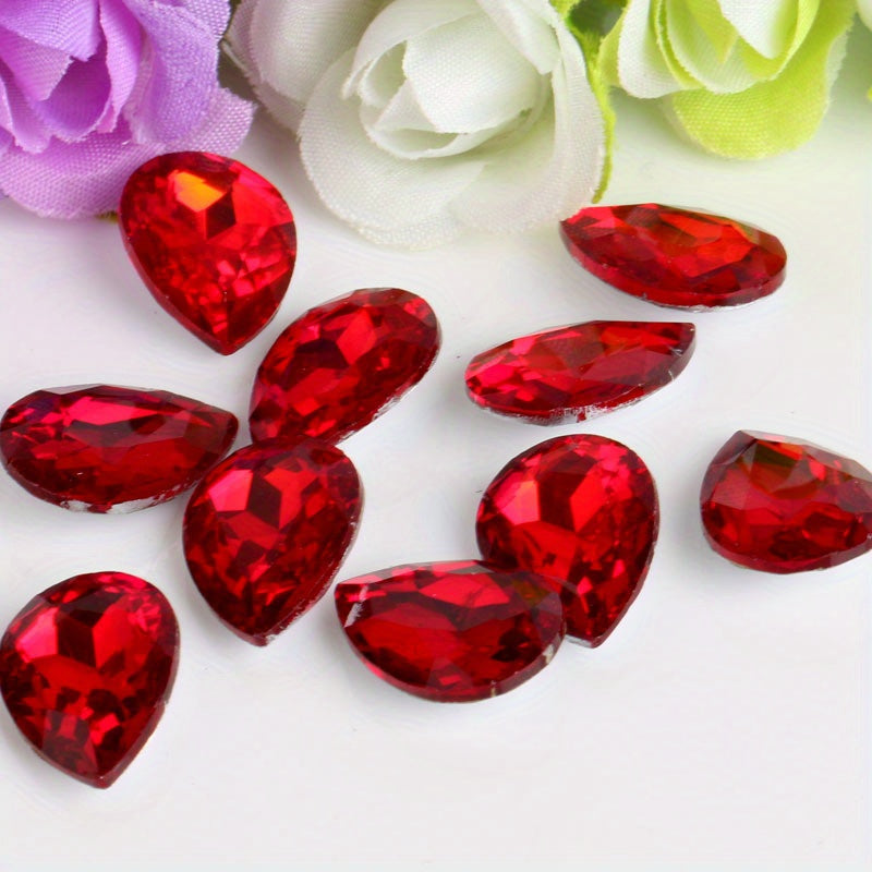 Set of 30 Vibrant Teardrop Rhinestones, Perfect for Adding a Pop of Color to Your DIY Necklace, Bracelet, or Keychain Creations