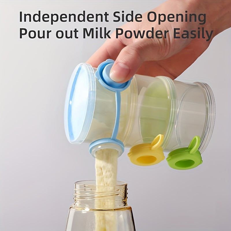 Milk Powder Dispenser with Side Open, 3 Layers, BPA Free - 360ml Capacity - Also Functions as Snack Container and Food Storage Box