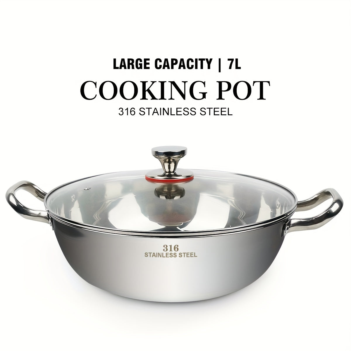 Stainless Steel Soup Pot with Glass Lid, Large Capacity, Fast Heating, Works on All Stovetops, Durable, Easy to Clean - A Must-Have Kitchen Cookware Item