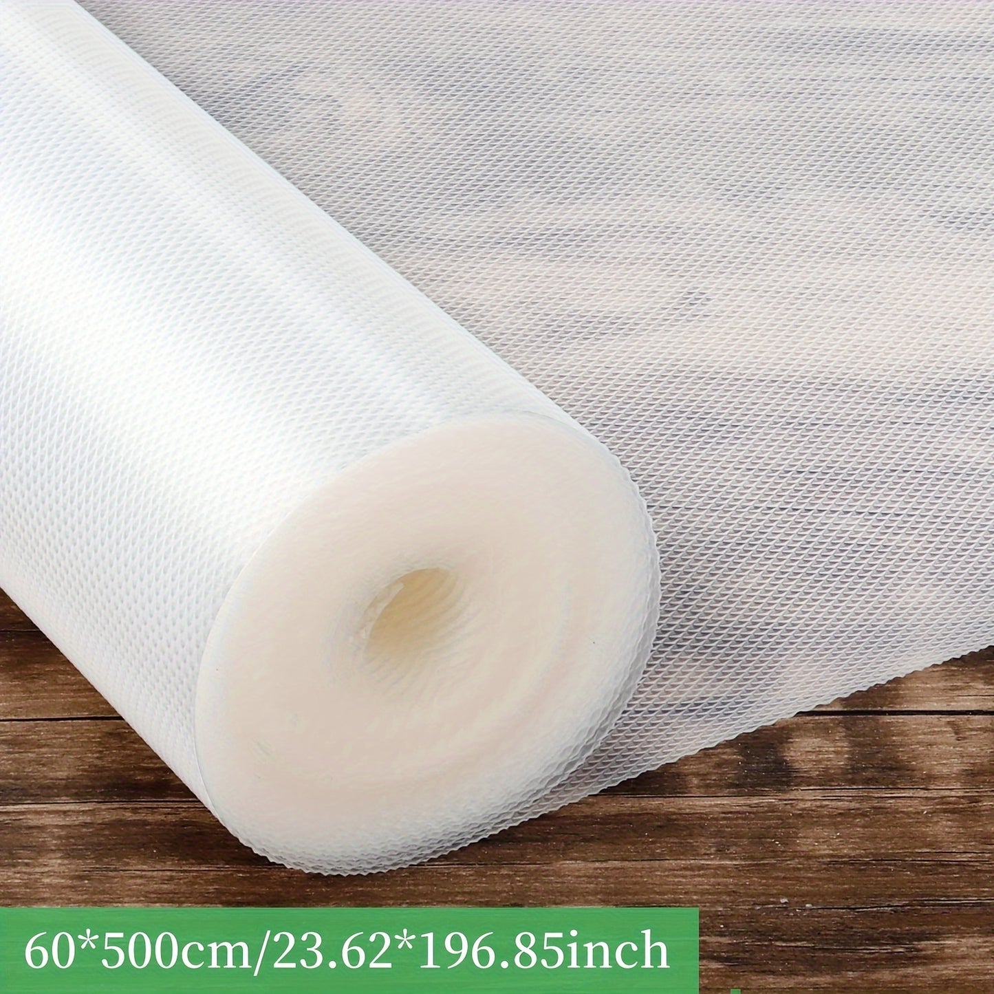 1 roll of waterproof, oil-proof vinyl shelf liner measuring 59.99x601.98 cm. Textured surface for grip, ideal for kitchens.