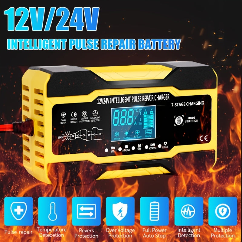 RJTIANYE 180W Intelligent Pulse Repair Charger for 12V/24V car batteries with multi-protection and electric stop function.