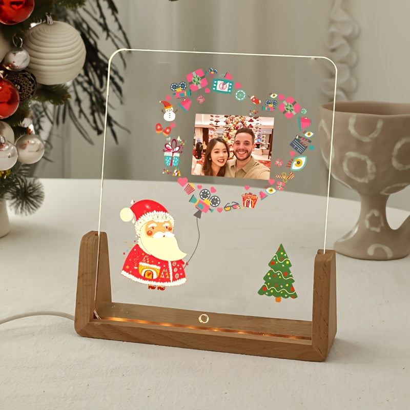 LED Lighted Custom Acrylic Photo Frame - Ideal for Gifting on Special Occasions | Transparent Display Stand for Loved Ones | Heart-Shaped Picture Holder for DIY Projects | Perfect for Home Decor and Keepsakes for Youth