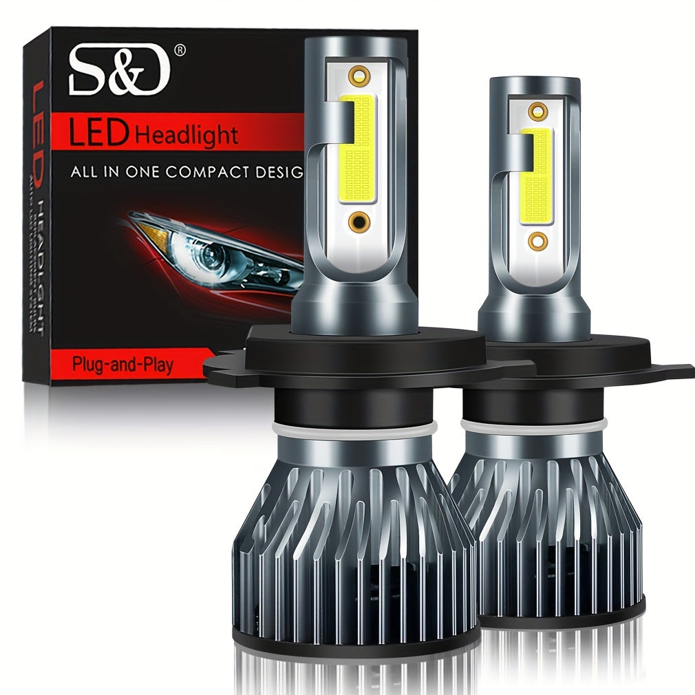 S&D 2pcs LED auto lamps with Canbus technology, 20000LM brightness and super bright COB chips in various sizes