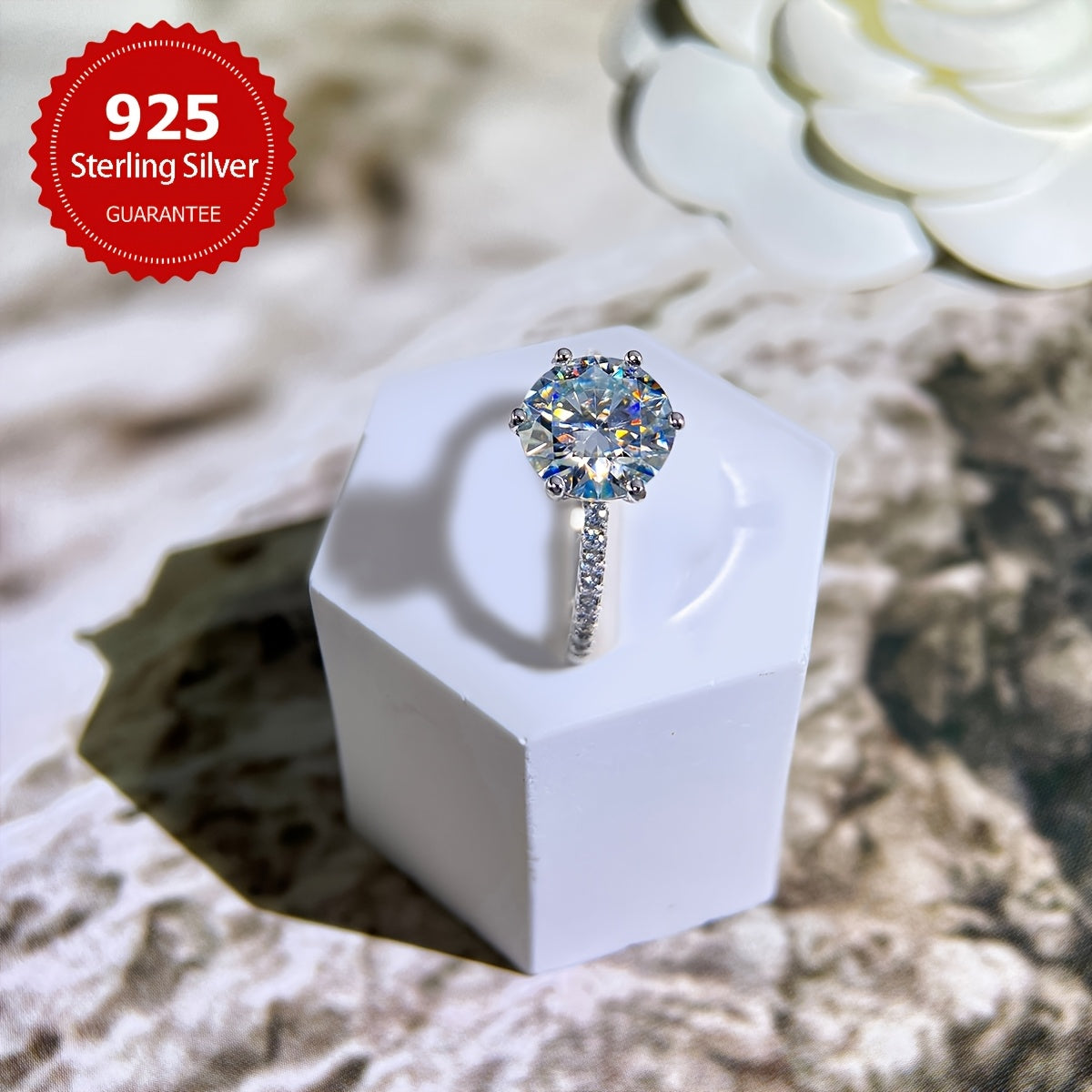 Luxurious 925 Sterling Silver Moissanite Engagement Ring with 3CT Stone, Perfect Promise Ring for Women, Ideal Anniversary and Valentine's Day Gift, Versatile Accessory for Daily Wear and Wedding.