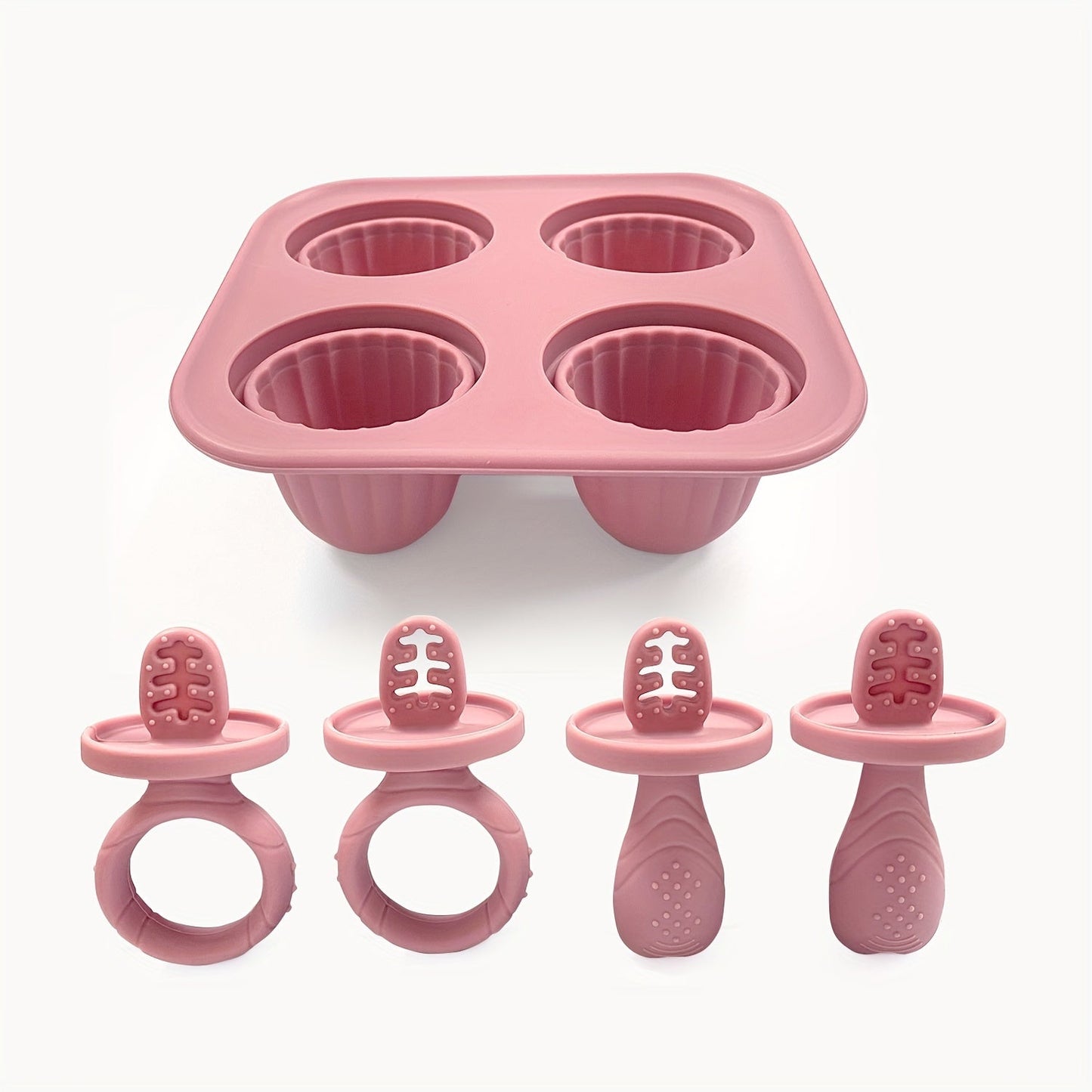 Silicone Popsicle Mold with 4 Holes - Ideal for Homemade Ice Cream, Frozen Treats, and Baby Feeding Essentials, including Breast Milk, Formula, Pureed Fruit, and Vegetables.