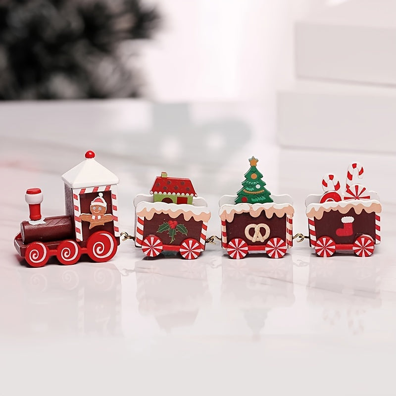 Wooden train ornament for a Merry Christmas celebration - ideal tree decor and gift.