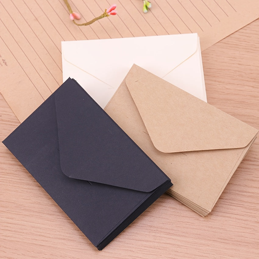 20pcs Mini Paper Window Envelopes: Classical White Black Kraft Blank Wedding Invitation Gift Envelope