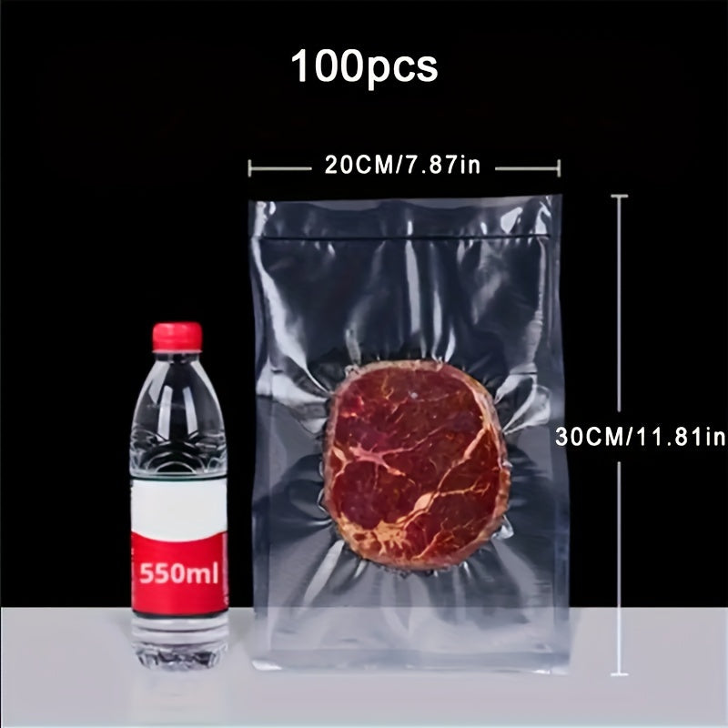 100 pieces of Vacuum Sealer Bags that are puncture-resistant and BPA-free, ideal for food storage, sous vide, and freezer. Perfect for home kitchen supplies.