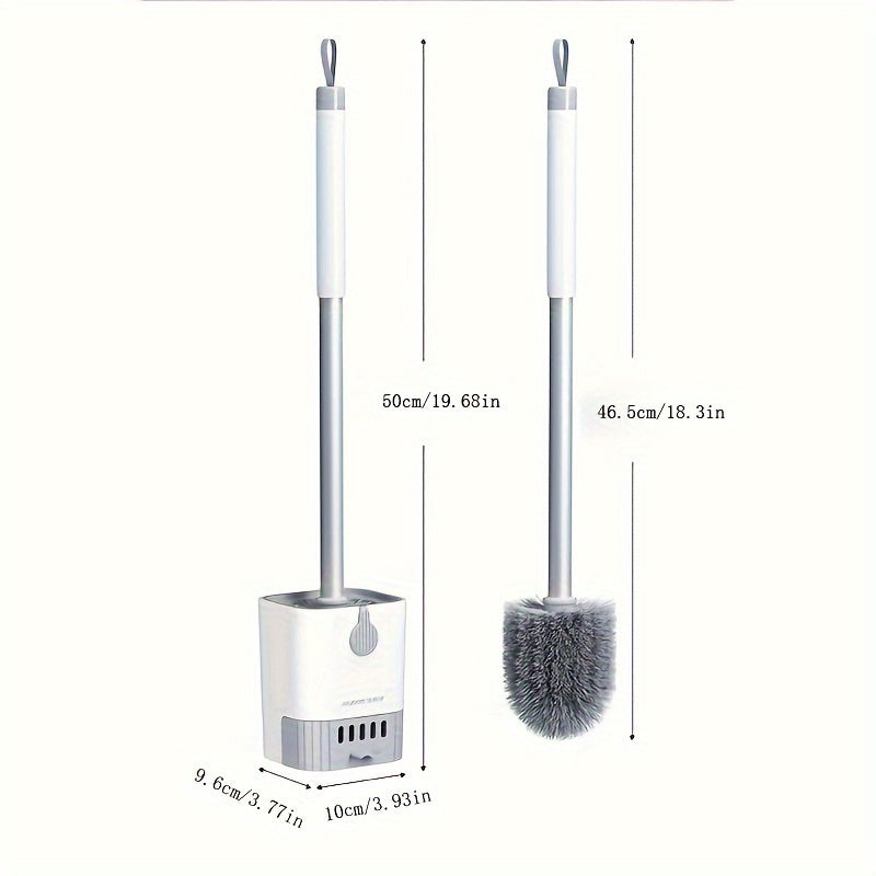 Toilet Brush Set with Wall-Mounted Long Handle - Flexible Design Eliminates Hard-to-Reach Corners, Making Bathroom Cleaning Effortless