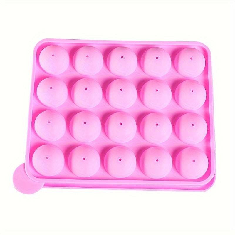 Silicone Lollipop Mold with 20 cavities and sticks included - Ideal for making Cake Pops, Chocolate Treats, and Candy, also suitable for Chocolate Molding