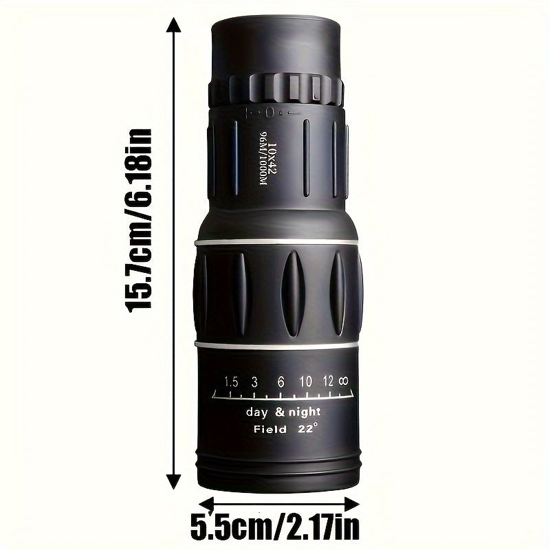 Portable monocular telescope with 10X magnification and 42mm objective lens - great for travel & camping, perfect gift for family and friends.