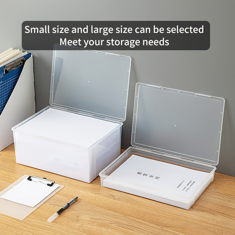 1pc A4 paper storage box for organization and storage supplies. Suitable for office, dorm, or home use.