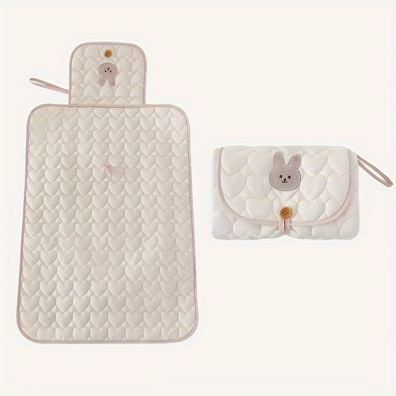 Adorable Beige Animal Embroidered Diaper Changing Pad for Babies and Toddlers