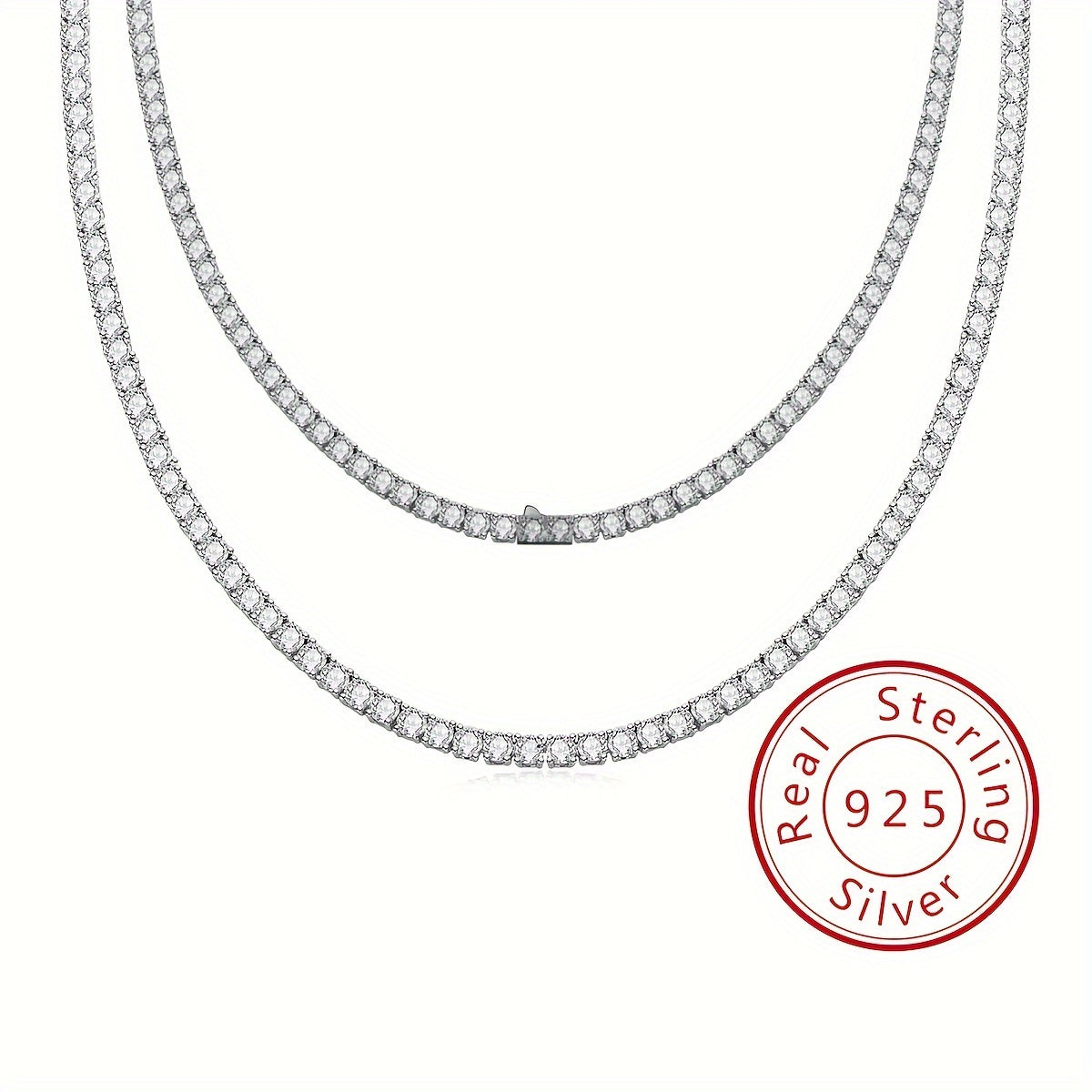 This exquisite Cuban hip hop fashion necklace features a 4.0mm mixed row of Moissanite stones set in 925 sterling silver. Available in 18, 20, 22, and 24 inch lengths, with 106, 118, 129, and 142 pieces respectively. Weighing approximately 38.5 grams