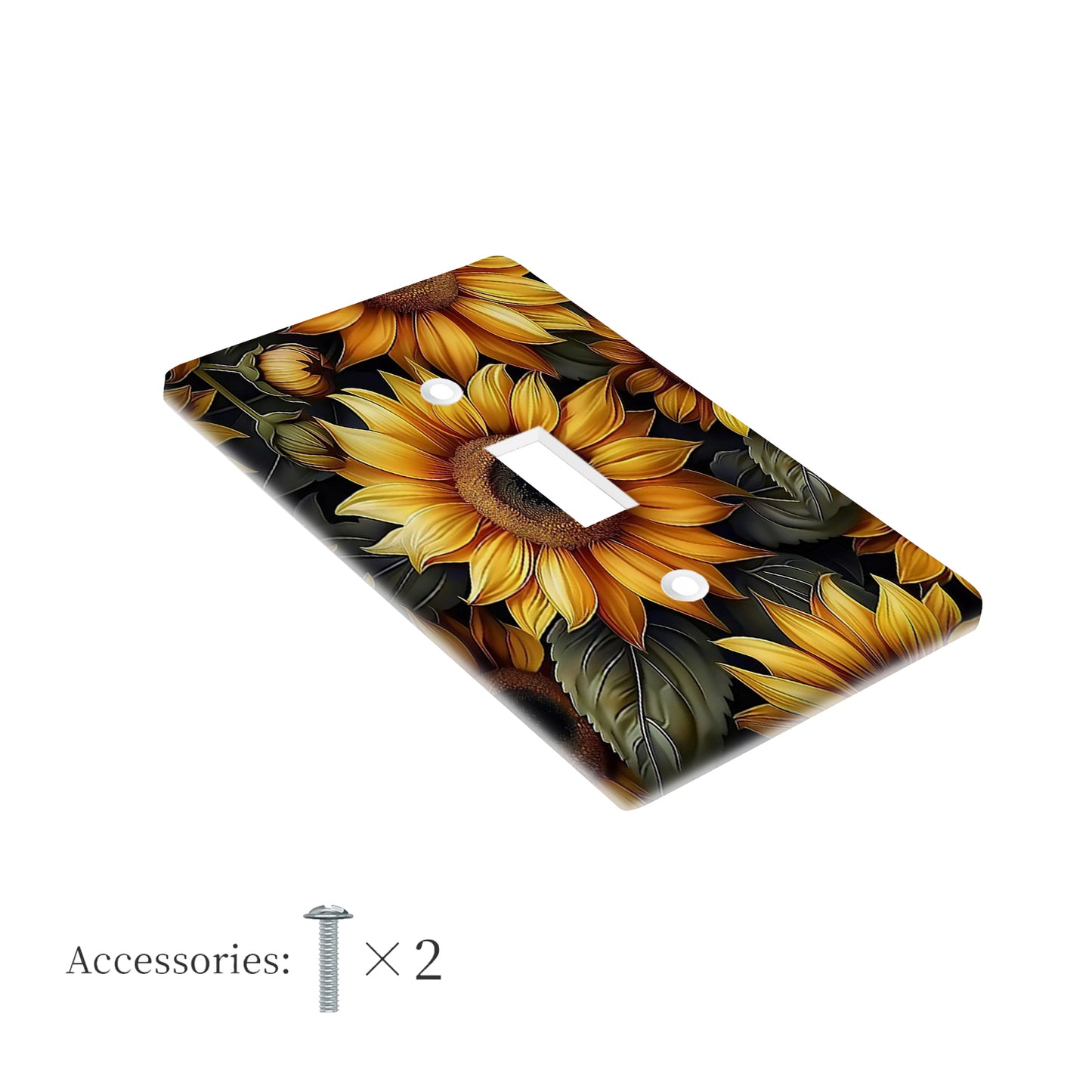 1 pc Unbreakable Polycarbonate Thermoplastic Print Art Plates with Sunflower Design, 1 Gang/2 Gang, Ideal for Switch Cover, Indoor/Outdoor Use in Bedroom or Kitchen.