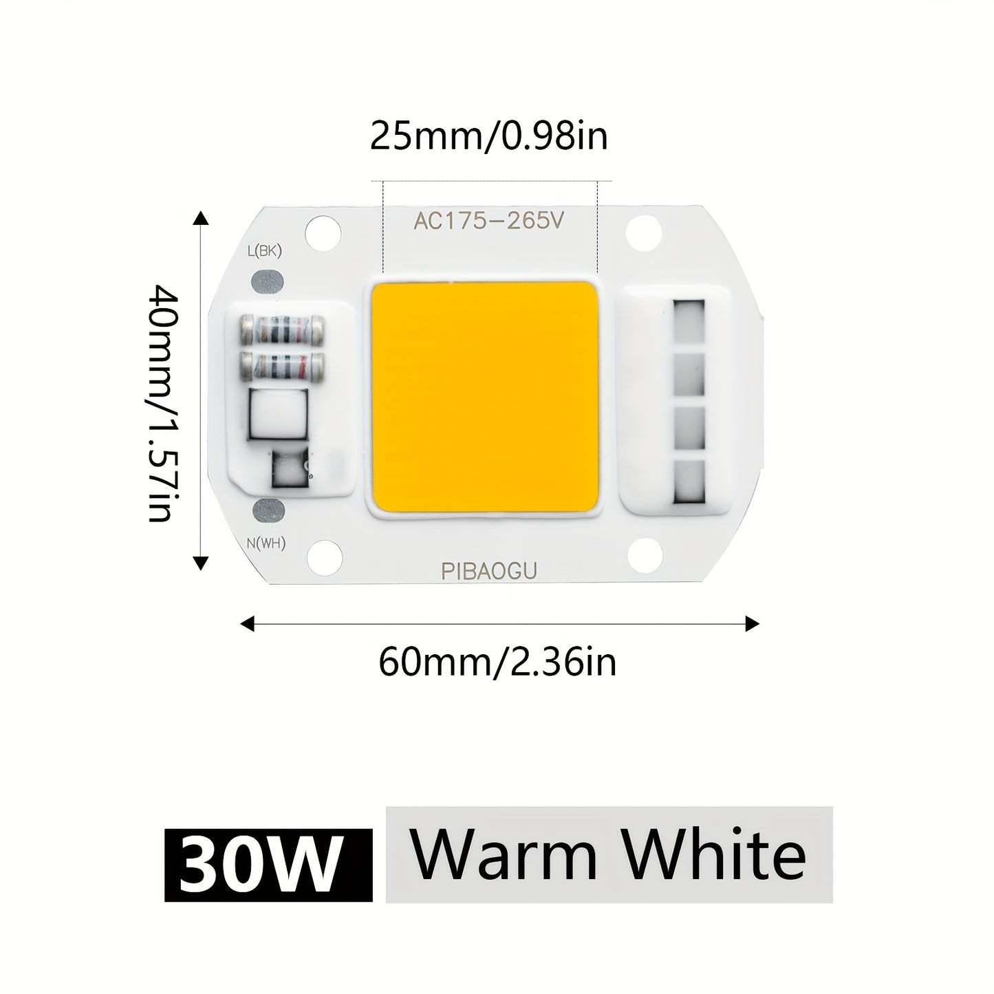 1pc PIBAOGU COB LED Chip, 10W-50W AC189-265V, Indoor Floodlight Spotlight Lamp Beads, Driverless, DIY Lighting Fixture