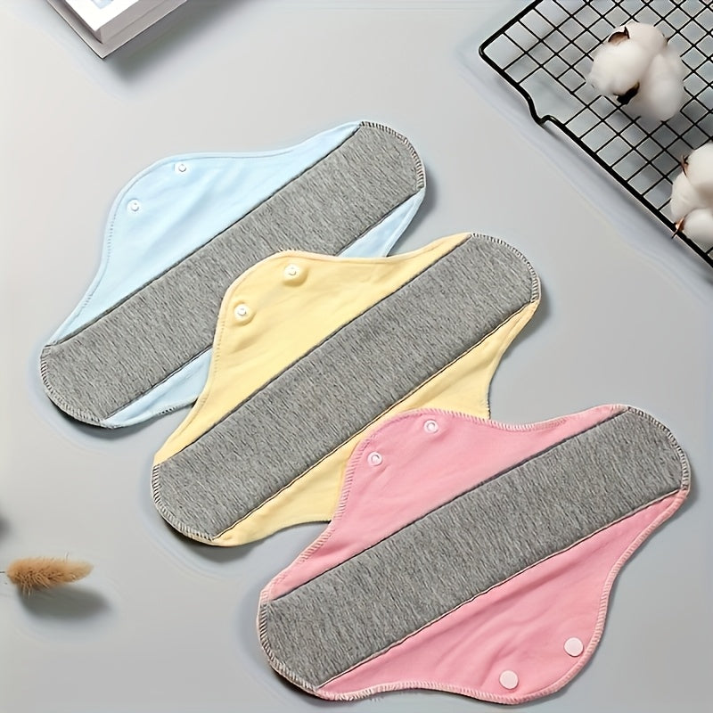 4-Pack reusable cotton menstrual pads for leak-proof protection, ideal for women and elderly with unscented knit fabric.