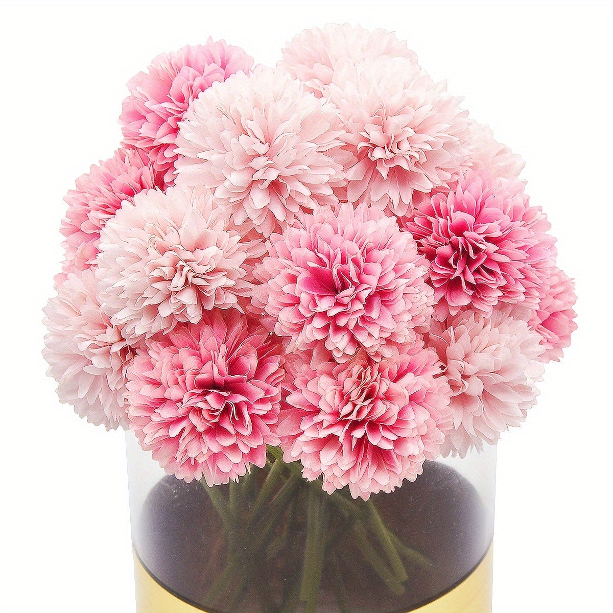 10 artificial chrysanthemum ball flowers for wedding bouquets, home decor, or party table centerpieces.