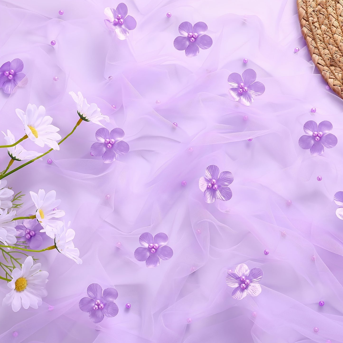 Elegant pearl bead tulle table runner, perfect for weddings and parties. Can also be used as a chair sash or backdrop drape. Made from 100% polyester fabric with delicate bead detailing.