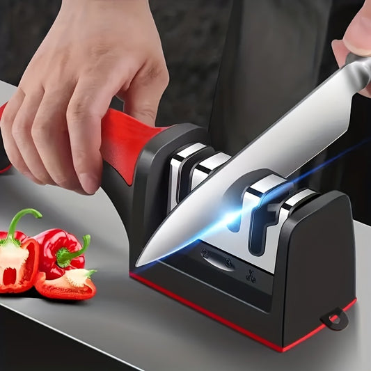 ProSharp Kitchen Knife and Scissors Sharpener: Coarse, Fine, and Polishing Stages for Razor-Sharp Edges. Portable, Compact, and Easy-to-Use Tool for Home, Food Trucks, and Restaurants.