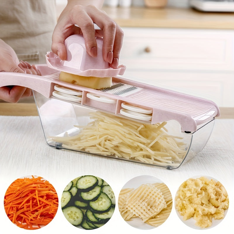 1 Set containing a Vegetable Chopper, Multifunctional Fruit Slicer, Manual Food Grater, Vegetable Slicer, Cutter with Container, Onion Mincer Chopper, Household Potato Shredder - all essential Kitchen Gadgets and Accessories.