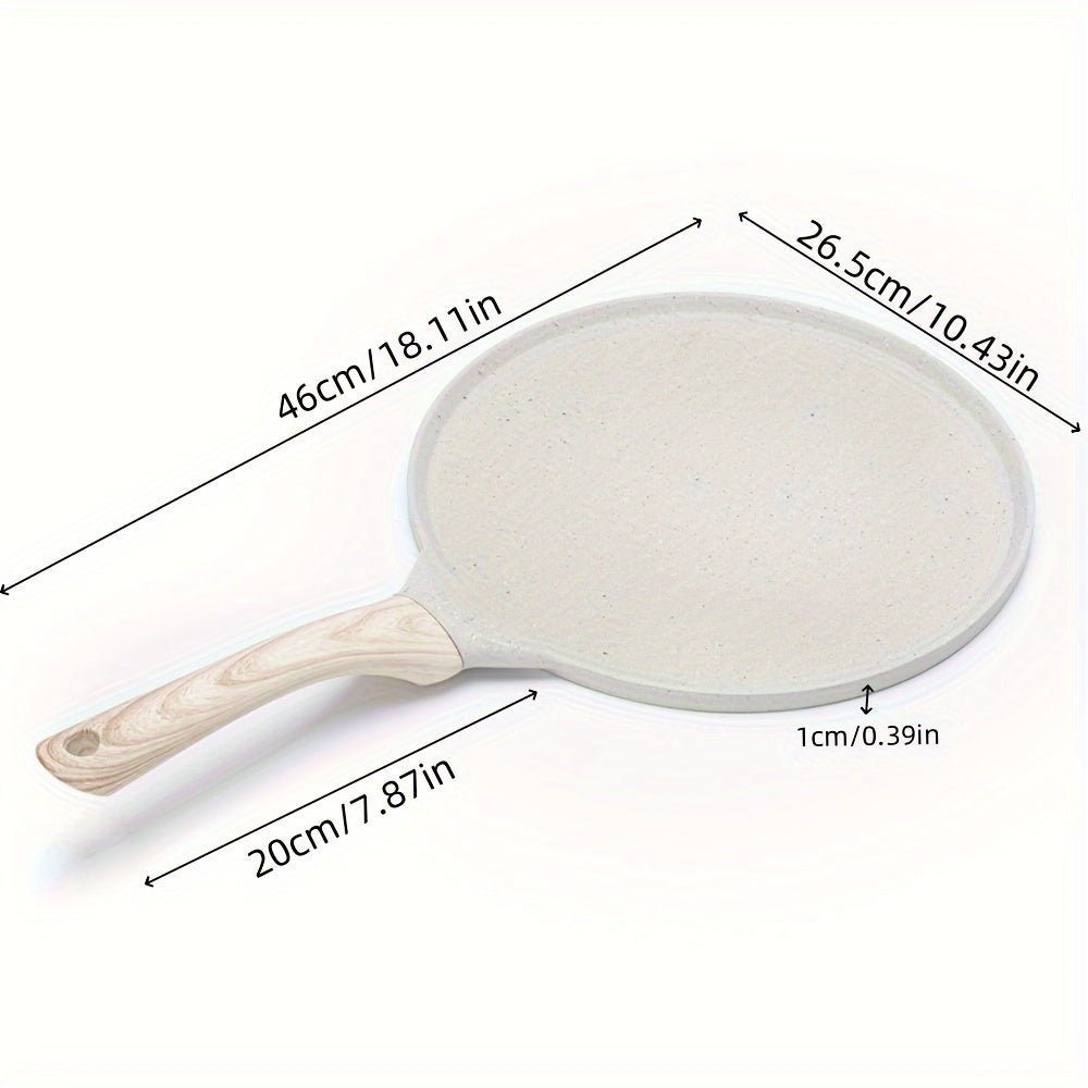 Aluminum Pancake Pan with Wooden Handle - Perfect for Crepes, Omelets, and Flapjacks - Non-Stick, Smokeless, and Easy to Clean - Great for Breakfast Cooking and Cake Layering