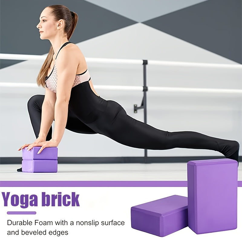 High-Density EVA Yoga Blocks 2-Pack with Beveled Edges for Flexibility in Pilates, Durable and Lightweight