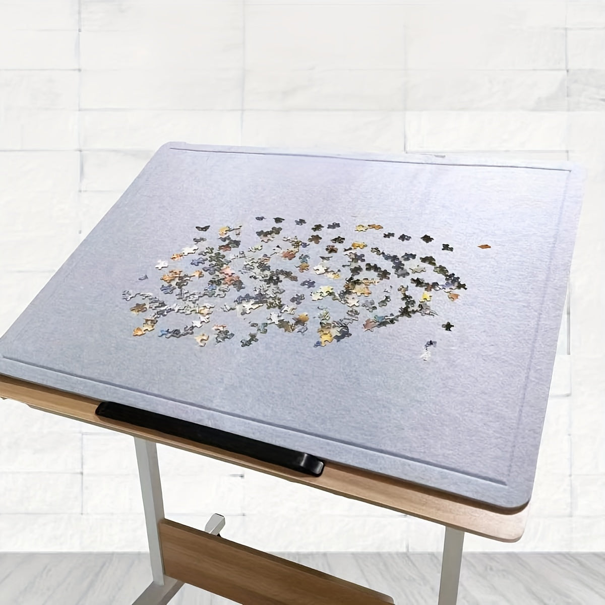 Rectangular Puzzle Mat with Contemporary Style, Crafted from Felt, Non-Slip Thick Surface, Self-Adhesive Table Protector with Reusable Decorations, Cloth-Surface Puzzle Storage Pad, Washable Matte Finish - 60x80cm