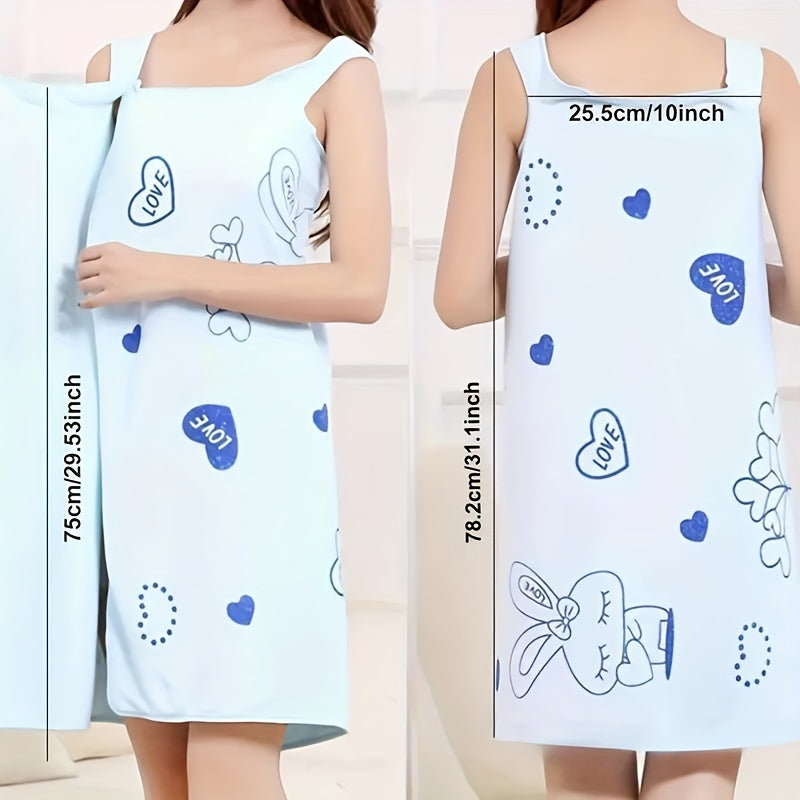 Cute Rabbit Bath Wrap Towel: Absorbent & Quick-drying, Super Soft, Ideal for Women in Bathroom, Bedroom, Spa.