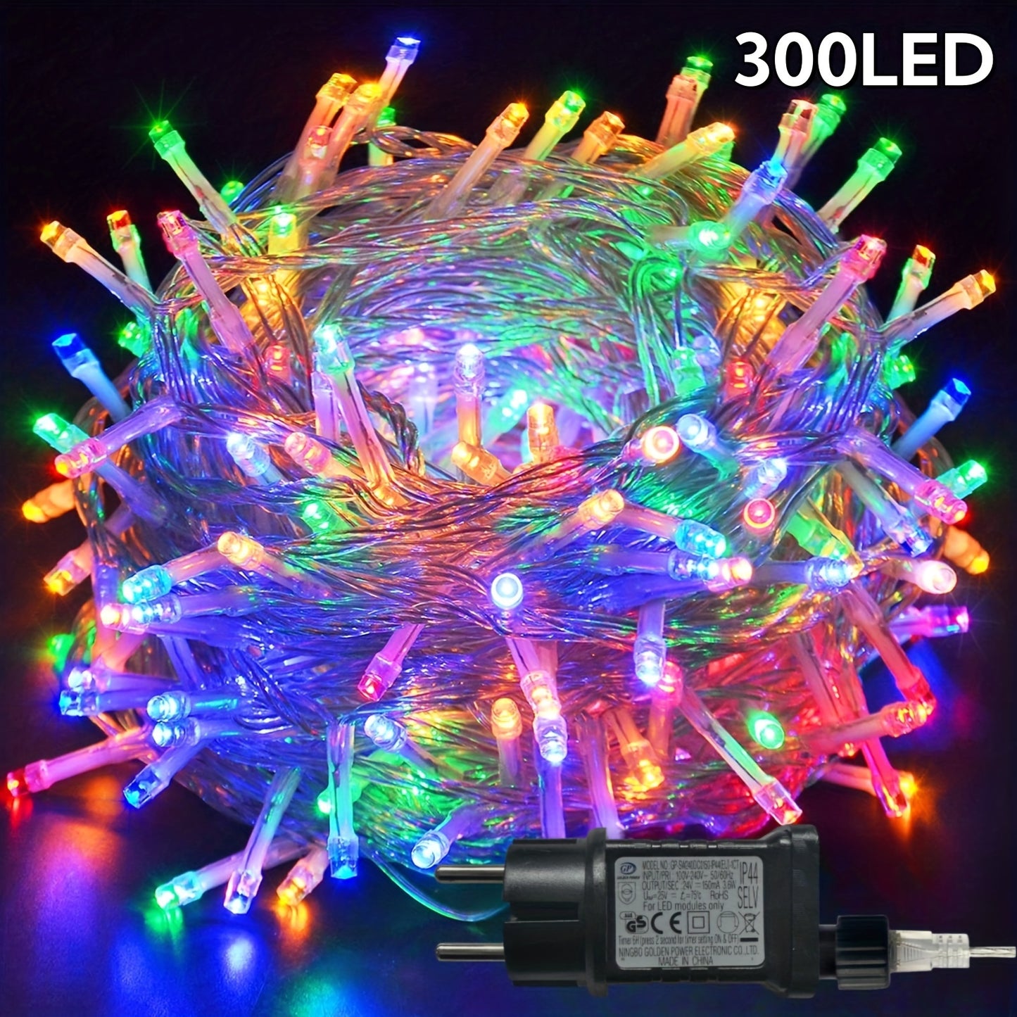 Fairy-style LED string lights for Christmas: 300/200/100 LEDs, 8 modes with timed memory, indoor & outdoor use, warm white, ideal for tree & party decor.