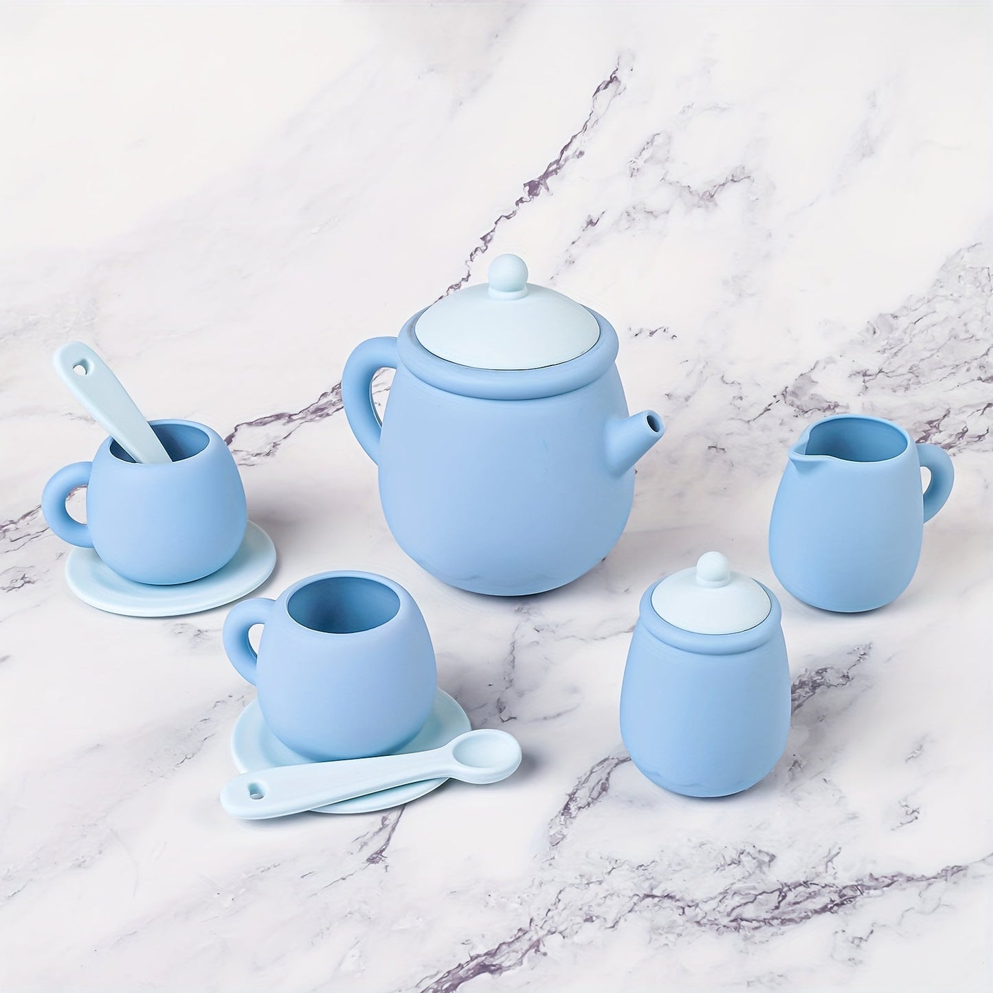 Set of 5 or 7 TYRY.HU Silicone Tea Set Pieces, Made with 100% Food-Grade Silicone, BPA-Free, Durable and Soft Tableware, Perfect for Gifts on Christmas, Halloween, Thanksgiving, New Year's, and Valentine's Day