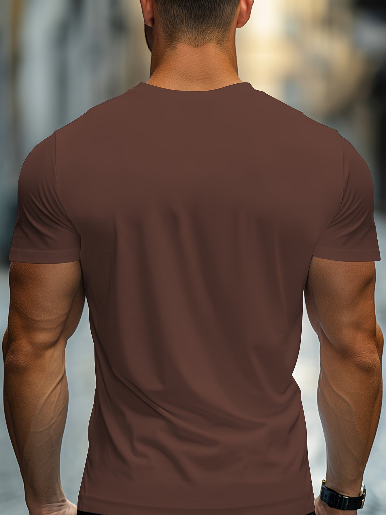 Men's casual crew neck t-shirt with NEW YORK USA print, 95% Polyester 5% Elastane, Slight stretch, Regular fit, Summer wear, 180gsm.