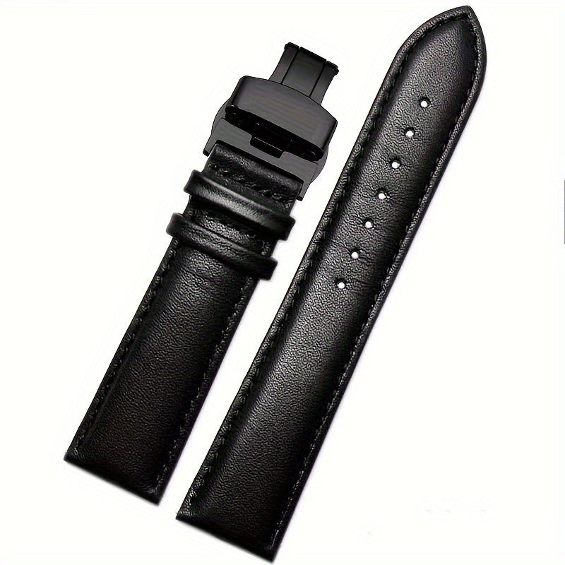 PU Leather Watchband with Solid Automatic Butterfly Buckle, Available in Various Sizes, Perfect for Business Attire or Gifting