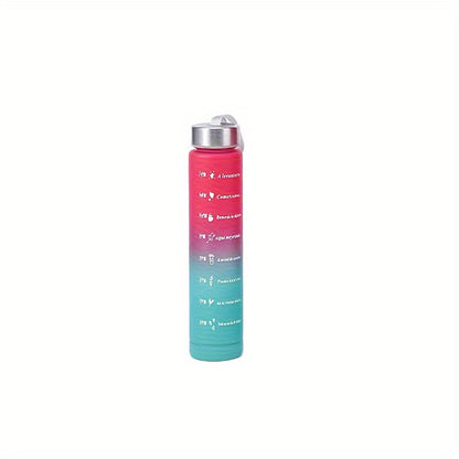 Set of three gradient sports water bottles with time markers, straws, and leak-proof design made of BPA-free PC material. Perfect for various activities and gifting occasions.