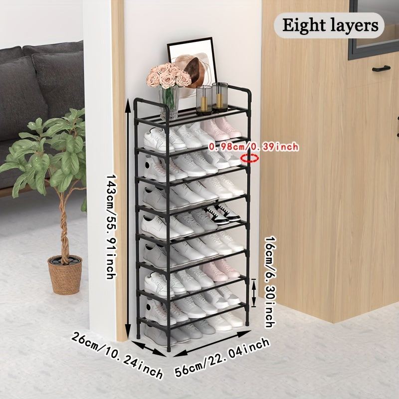 Easy to install and space-saving shoe rack with multiple layers – ideal for storing shoes and boots in entryways, living rooms, and bedrooms. The metal storage design offers a large capacity for organizing your footwear.